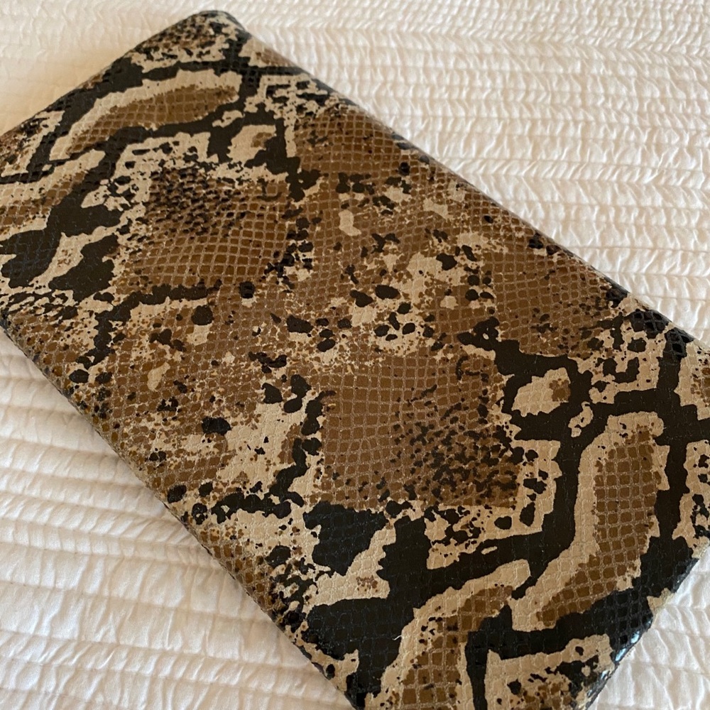 Ann Taylor Snake / Python Print Fold Over Clutch - image 1